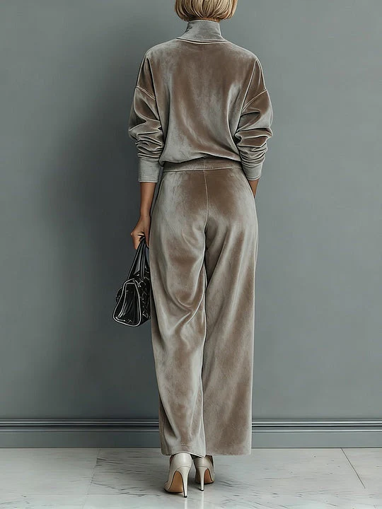 Amanda | Women's Turtleneck Casual Warm Velvet Suit - Image 4