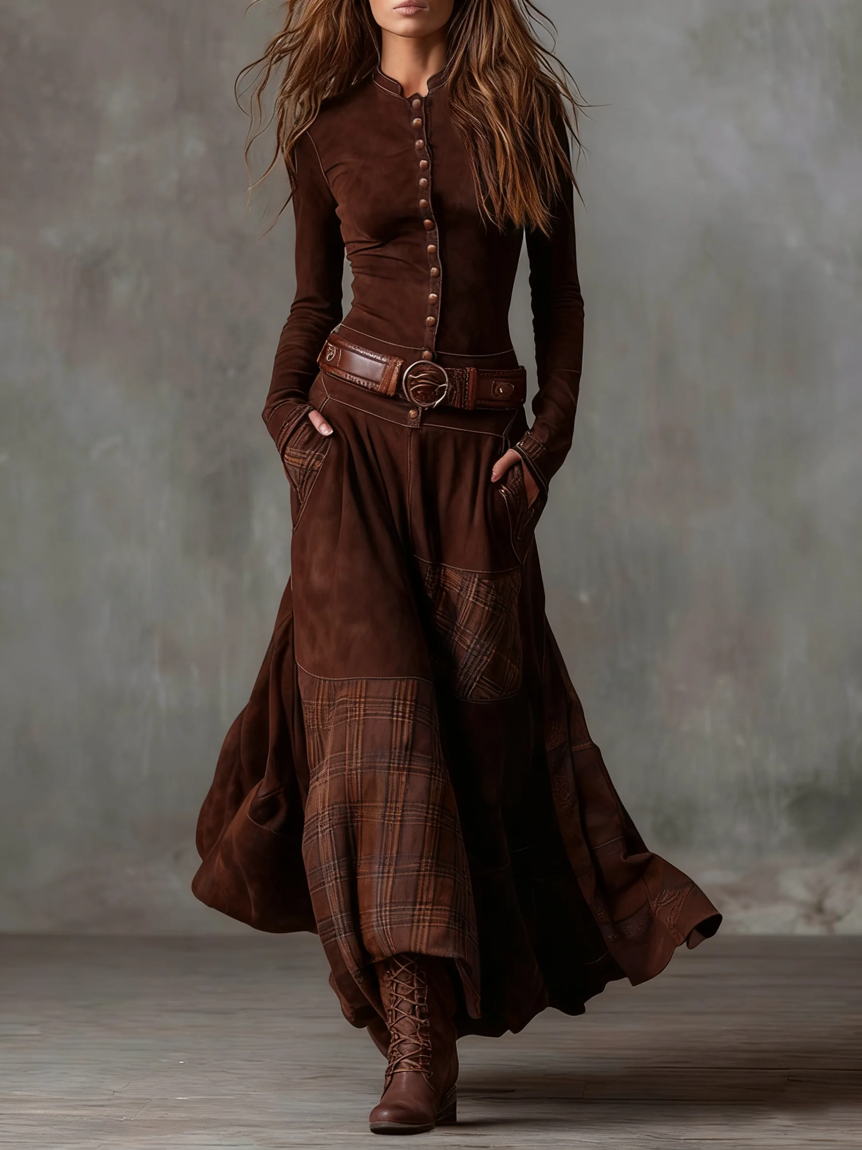 Annalise | Buttoned Plaid Maxi Dress - Image 7