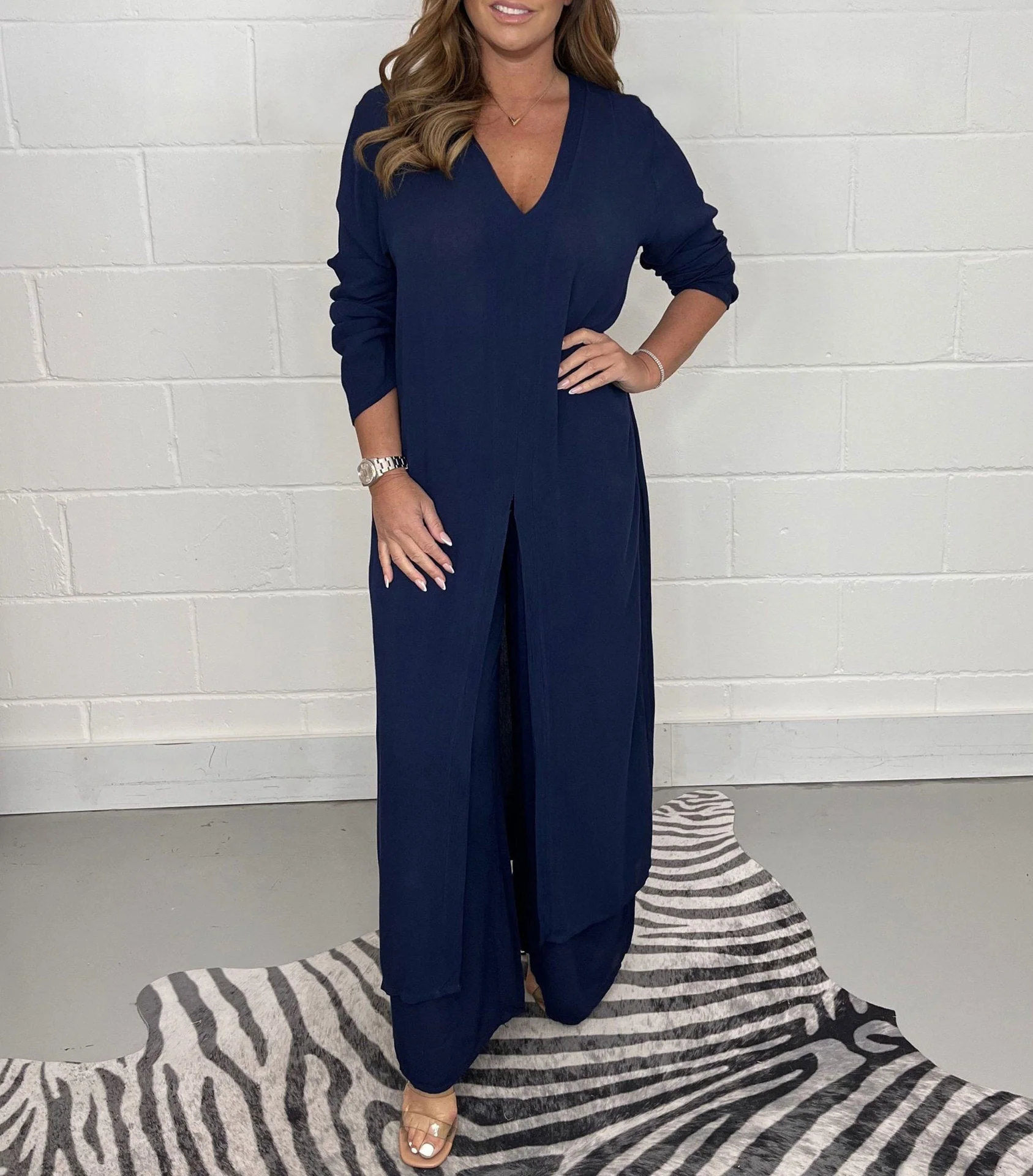 Audrey | V-Neck Longline Two-Piece Set - Image 3