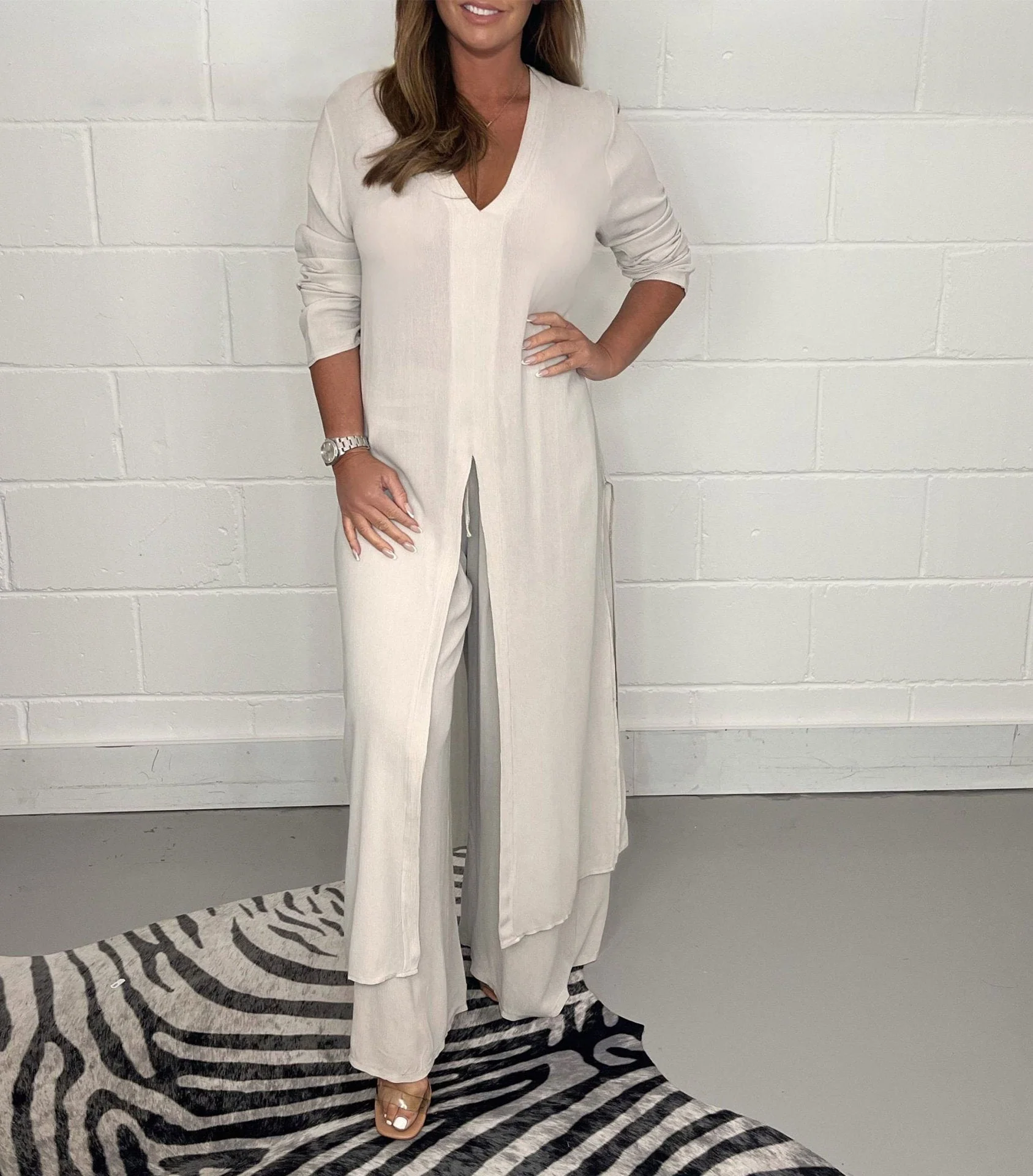 Audrey | V-Neck Longline Two-Piece Set - Image 6