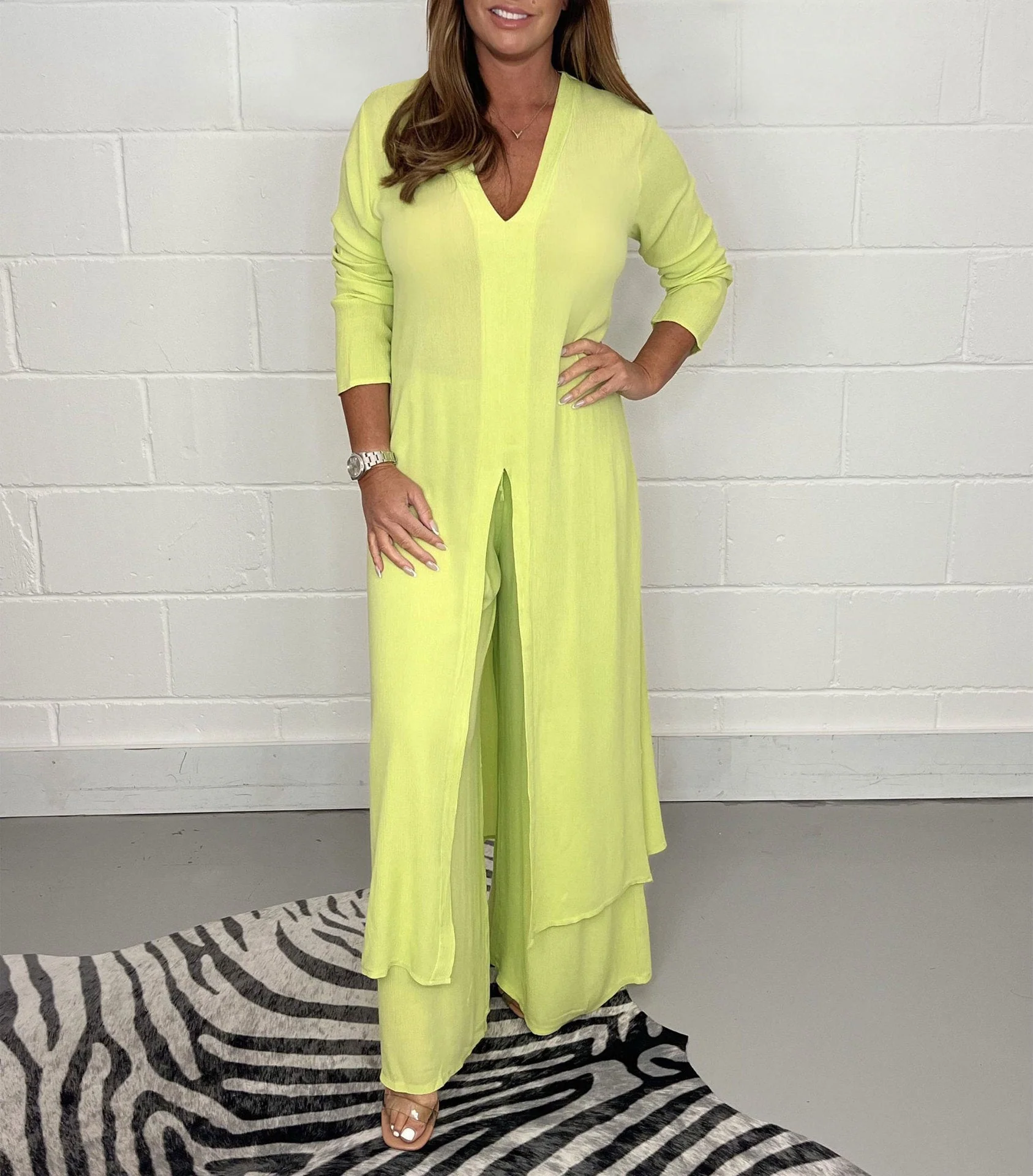 Audrey | V-Neck Longline Two-Piece Set - Image 7