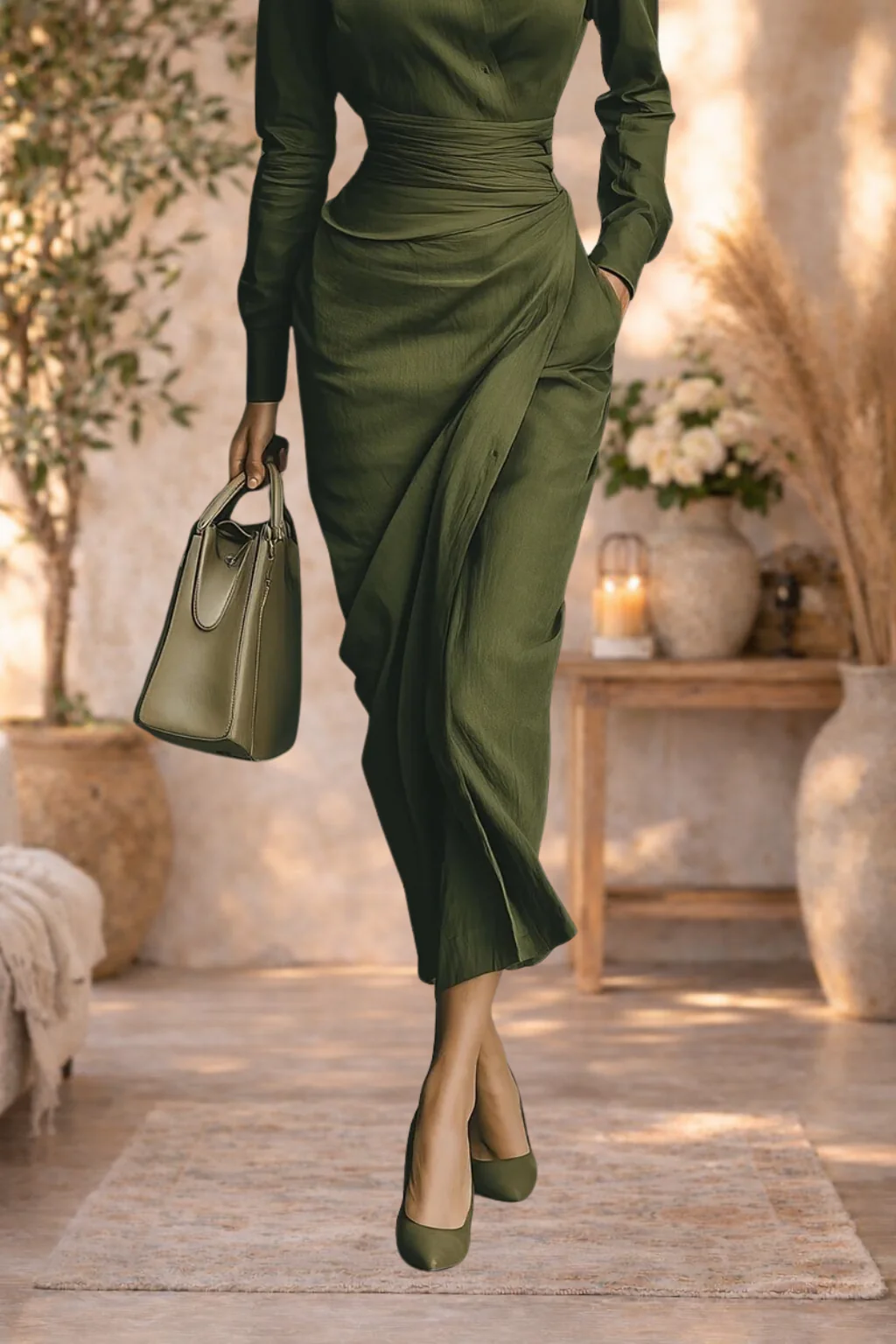 Betty | Button-Up Long Sleeve Midi Dress - Image 4