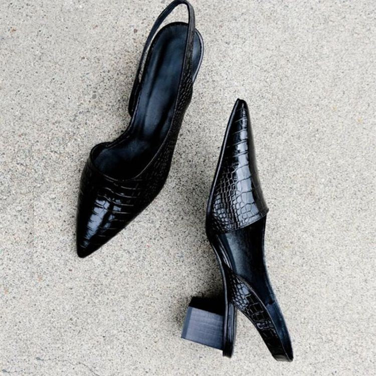 Bianca | Croc-Textured Slingback Heels - Image 4