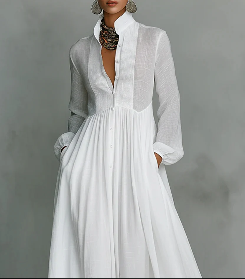 Celine | Flowing Button-Front Maxi Dress - Image 3