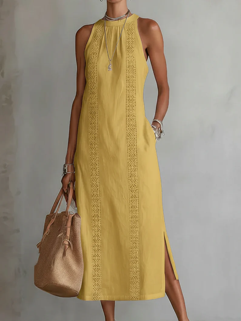 Aurora | Sleeveless Lace Detail Midi Dress - Image 6