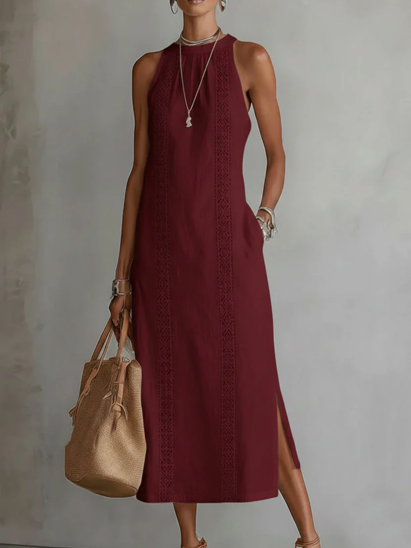 Aurora | Sleeveless Lace Detail Midi Dress - Image 7