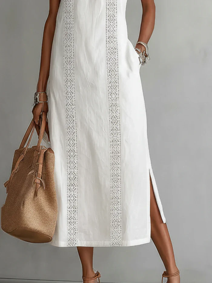 Aurora | Sleeveless Lace Detail Midi Dress - Image 4