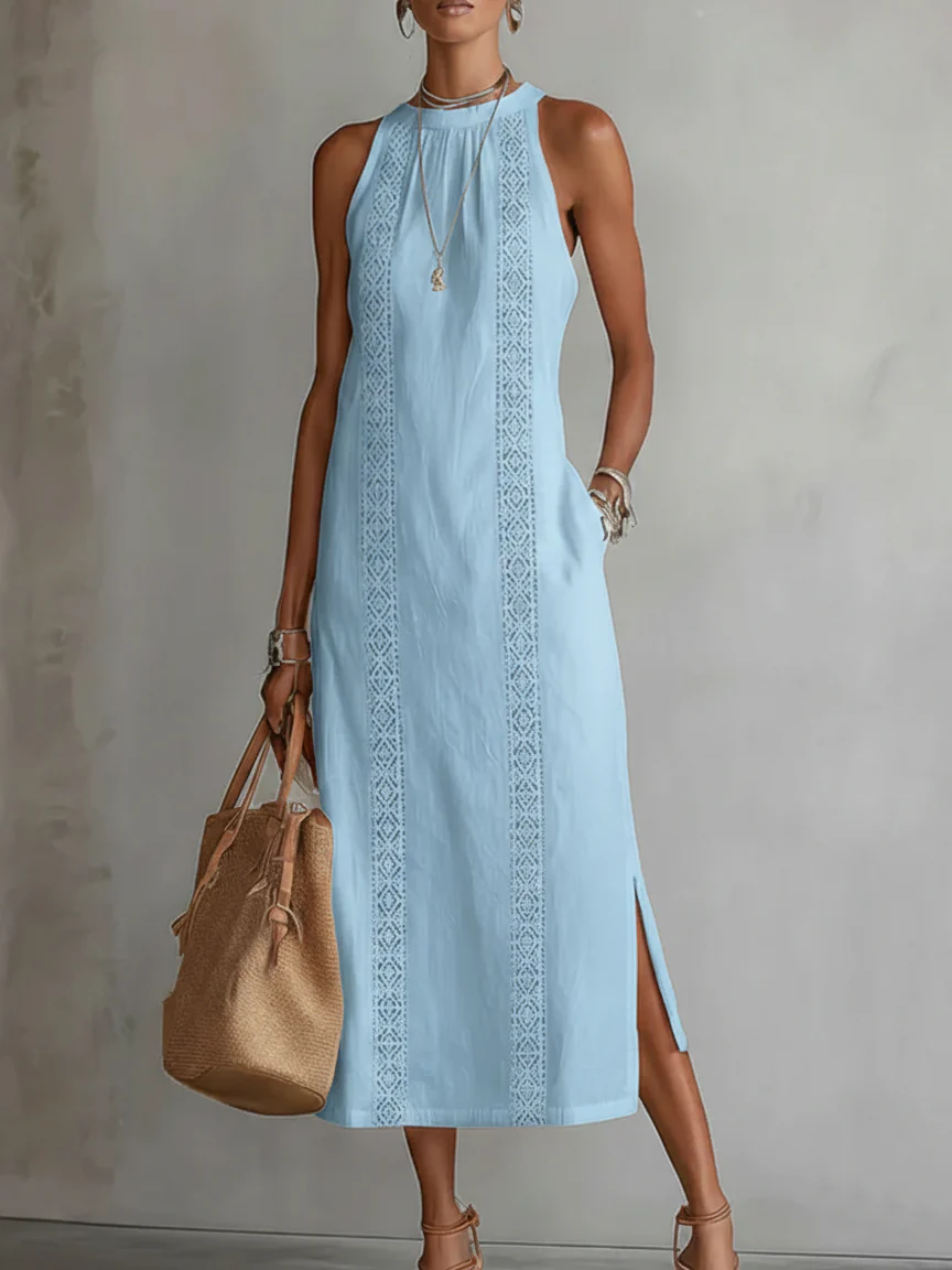 Aurora | Sleeveless Lace Detail Midi Dress - Image 8