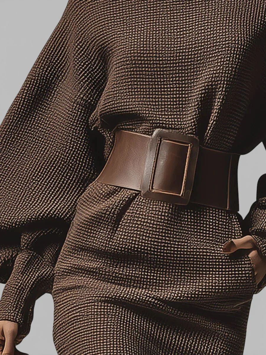CLÉA | Short Knit Dress with Structured Belt - Image 3