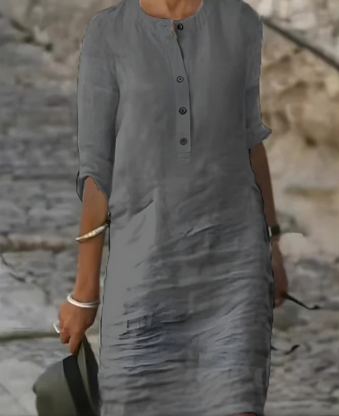 Edna | Button Casual Dress - Image 2