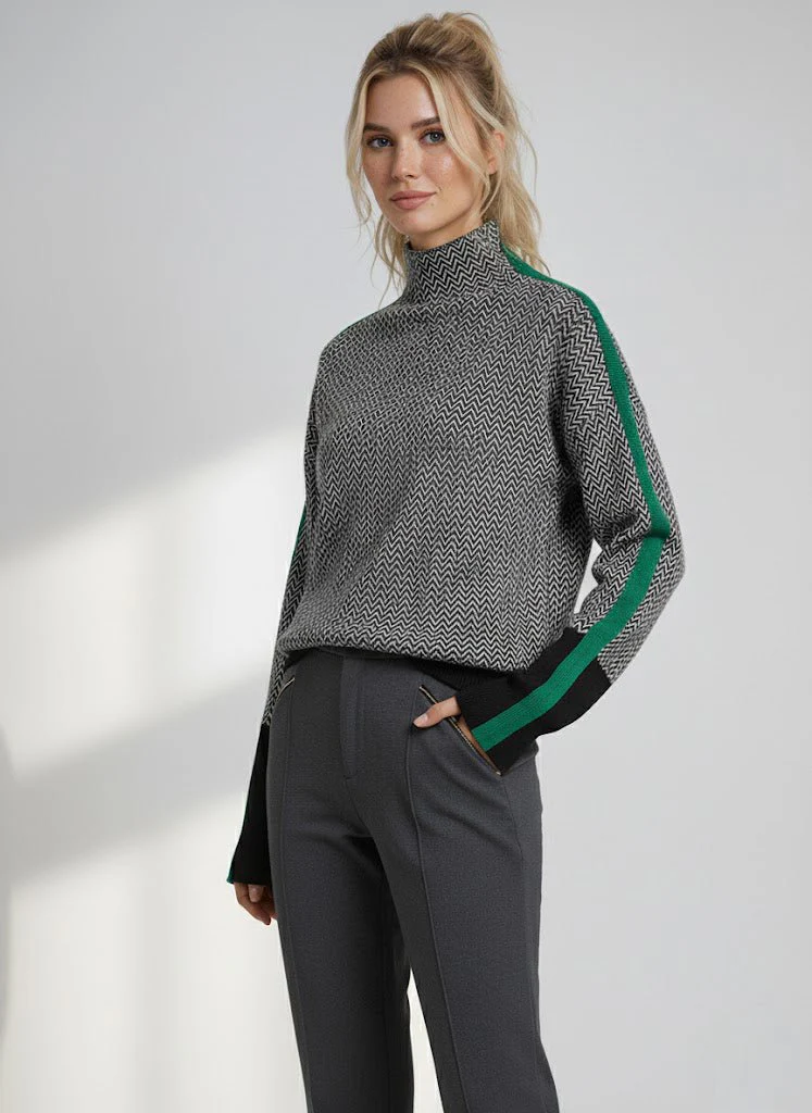 Elara | Turtleneck with Contrasting Stripes - Image 3