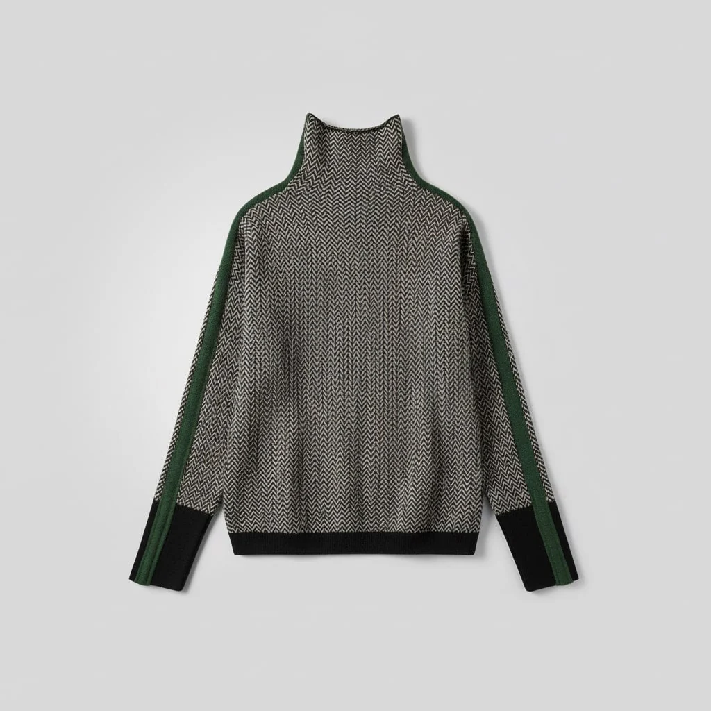 Elara | Turtleneck with Contrasting Stripes - Image 4