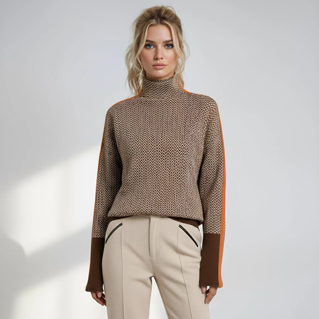 Elara | Turtleneck with Contrasting Stripes - Image 5