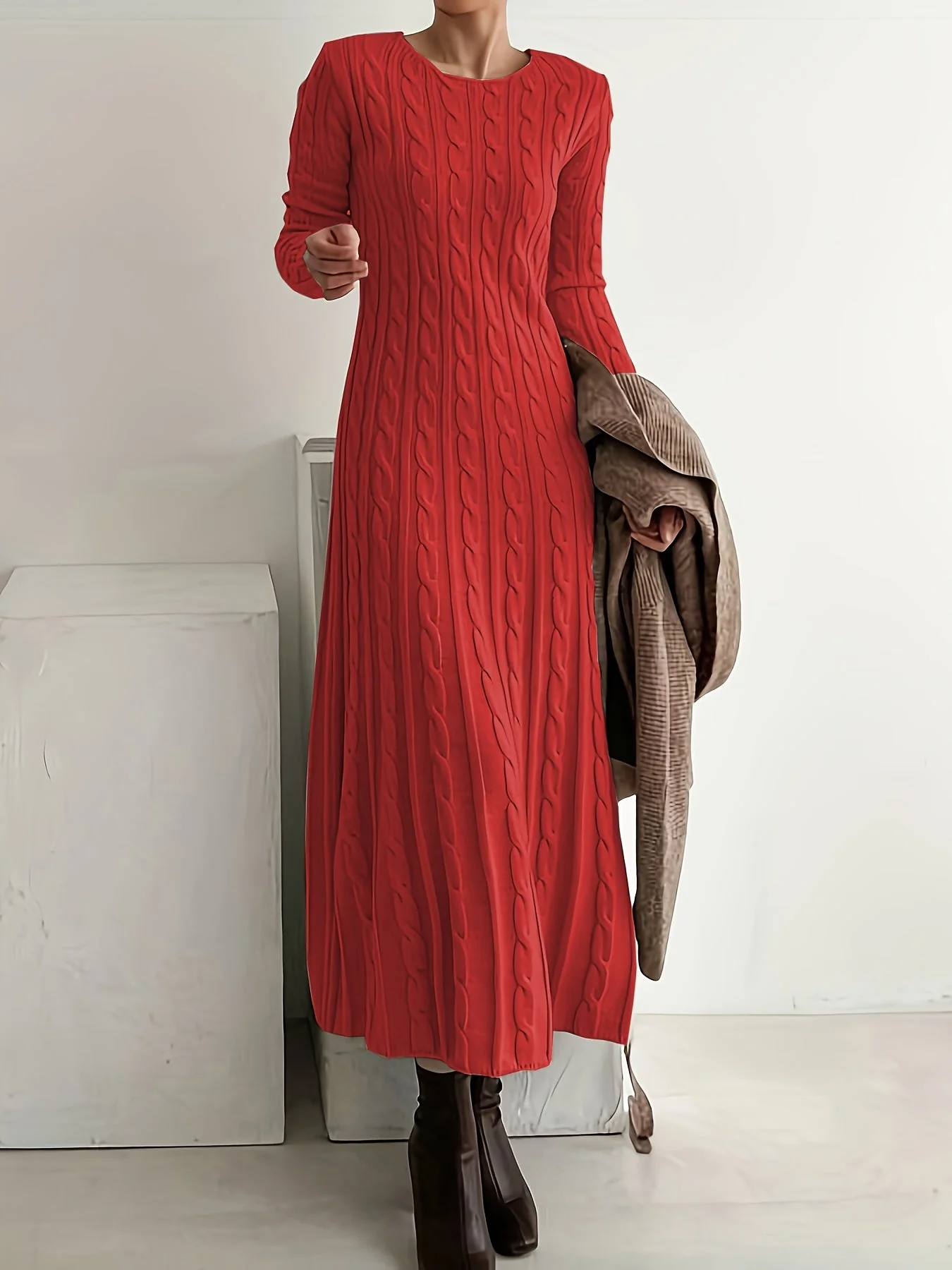 Evelyn | Cozy Cable-Knit Maxi Dress - Image 4