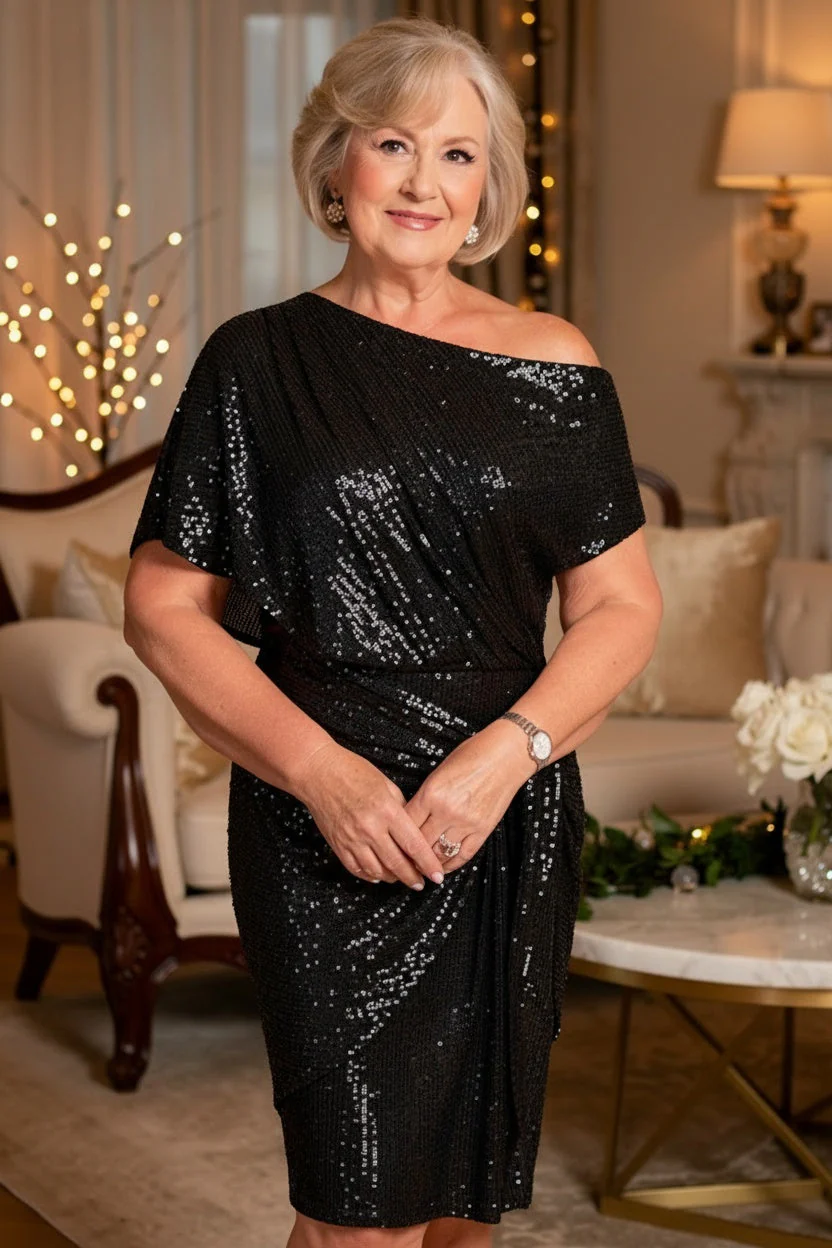 Frieda – Elegant Off-Shoulder Dress with Sequins - Image 3