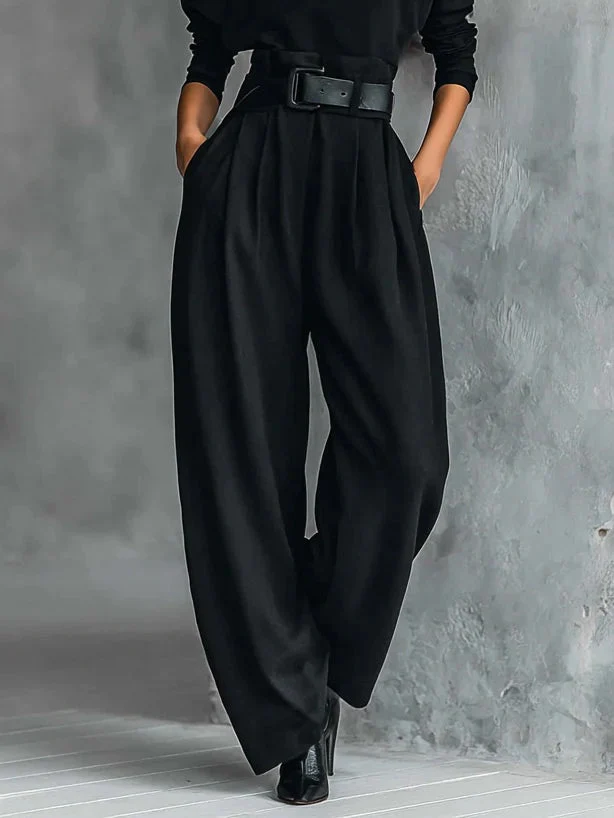 Gina | Turtleneck Long-Sleeved T-shirt and Straight-Leg Pants Two-Piece Set (Including Belt) - Image 4