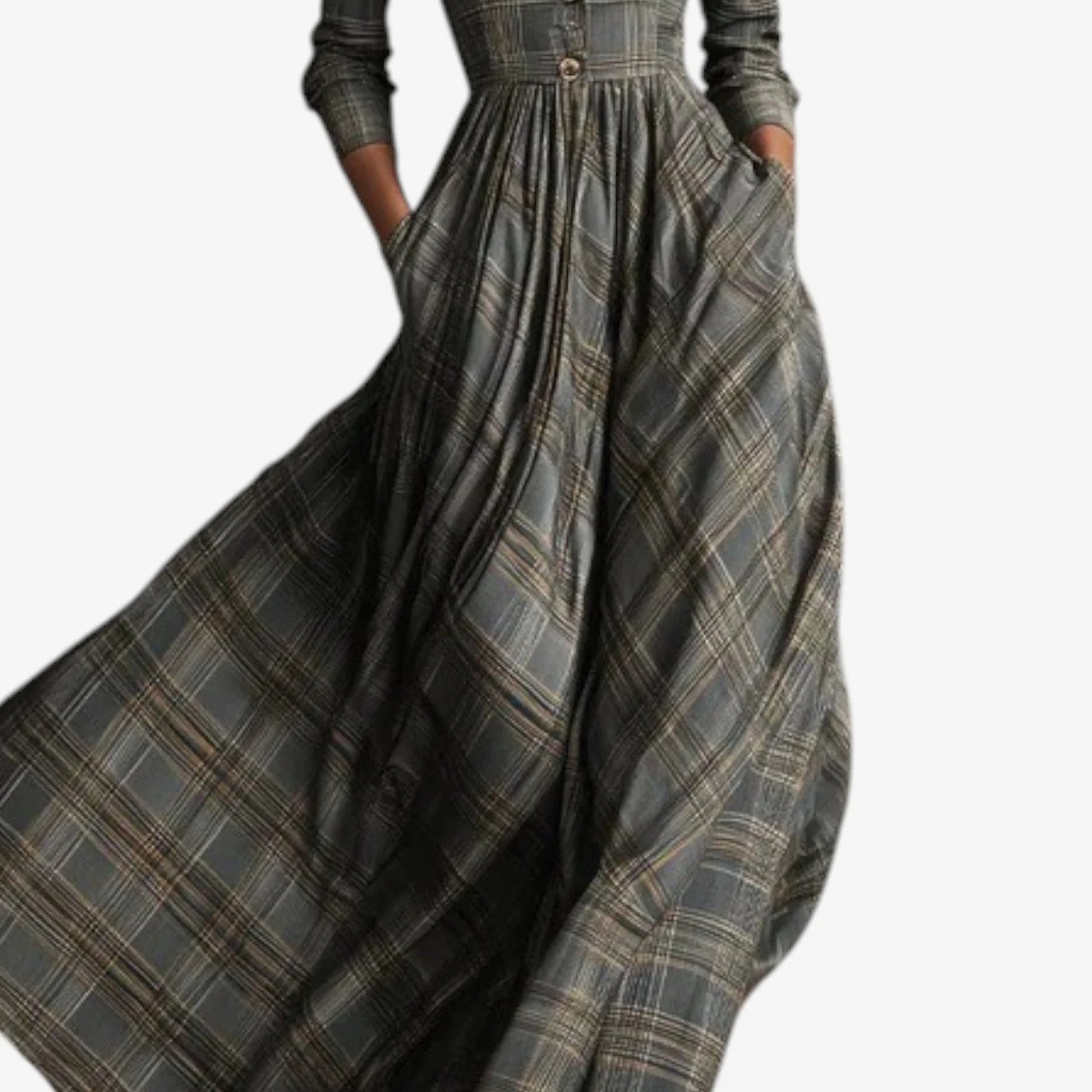 Imogen | Plaid Flowing Maxi Dress - Image 3