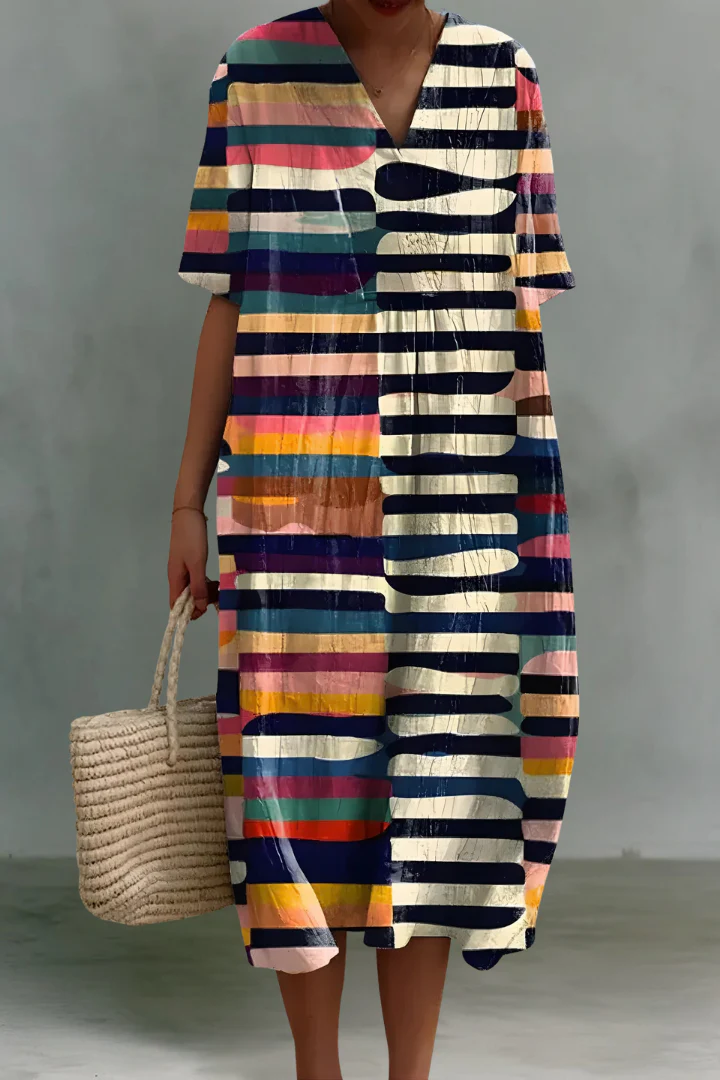 Jane | Linen V-Neck Midi Dress