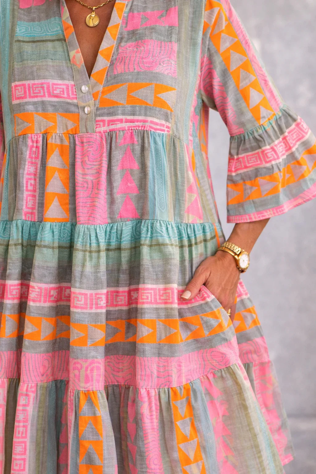 Lucy | Patterned Flowing Midi Dress - Image 5