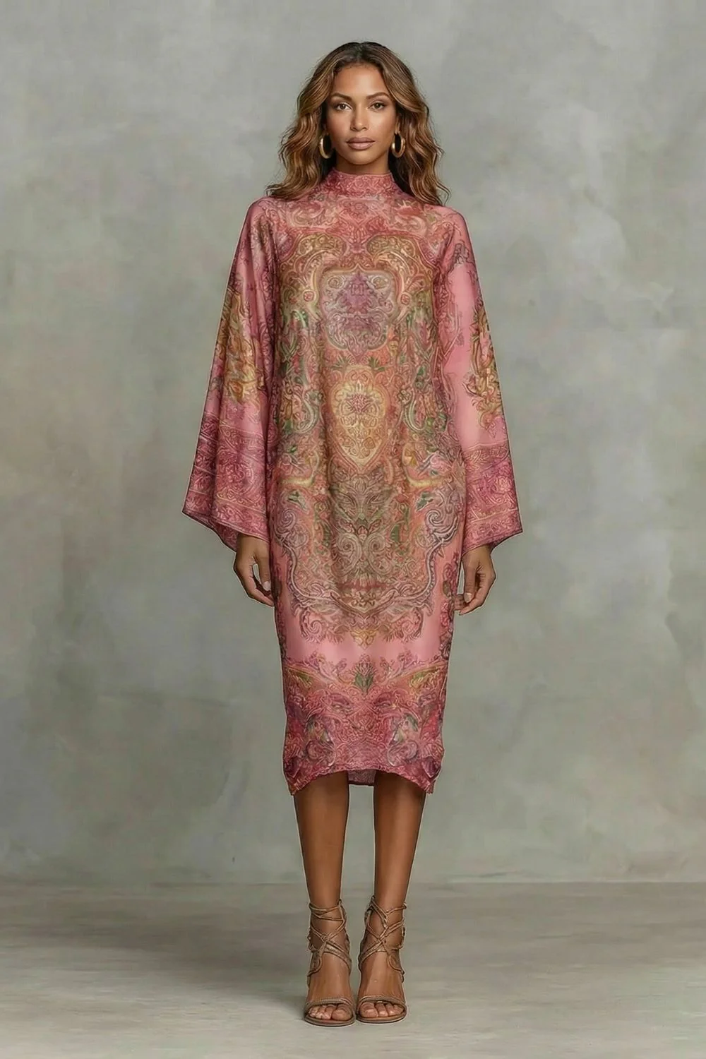 Marélienne – Baroque floral motif – Kimono midi dress - Image 2