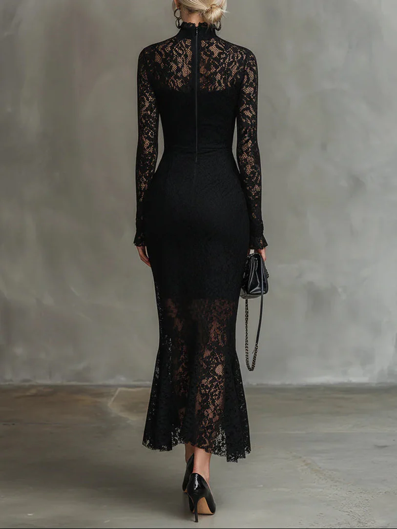 Monica | Elegant Lace Fishtail Maxi Dress - Image 2