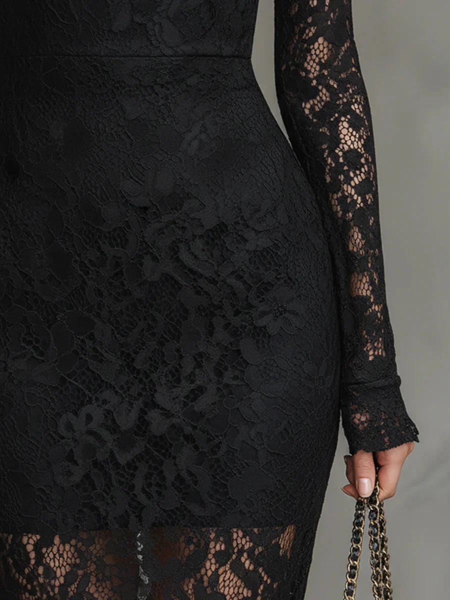 Monica | Elegant Lace Fishtail Maxi Dress - Image 4