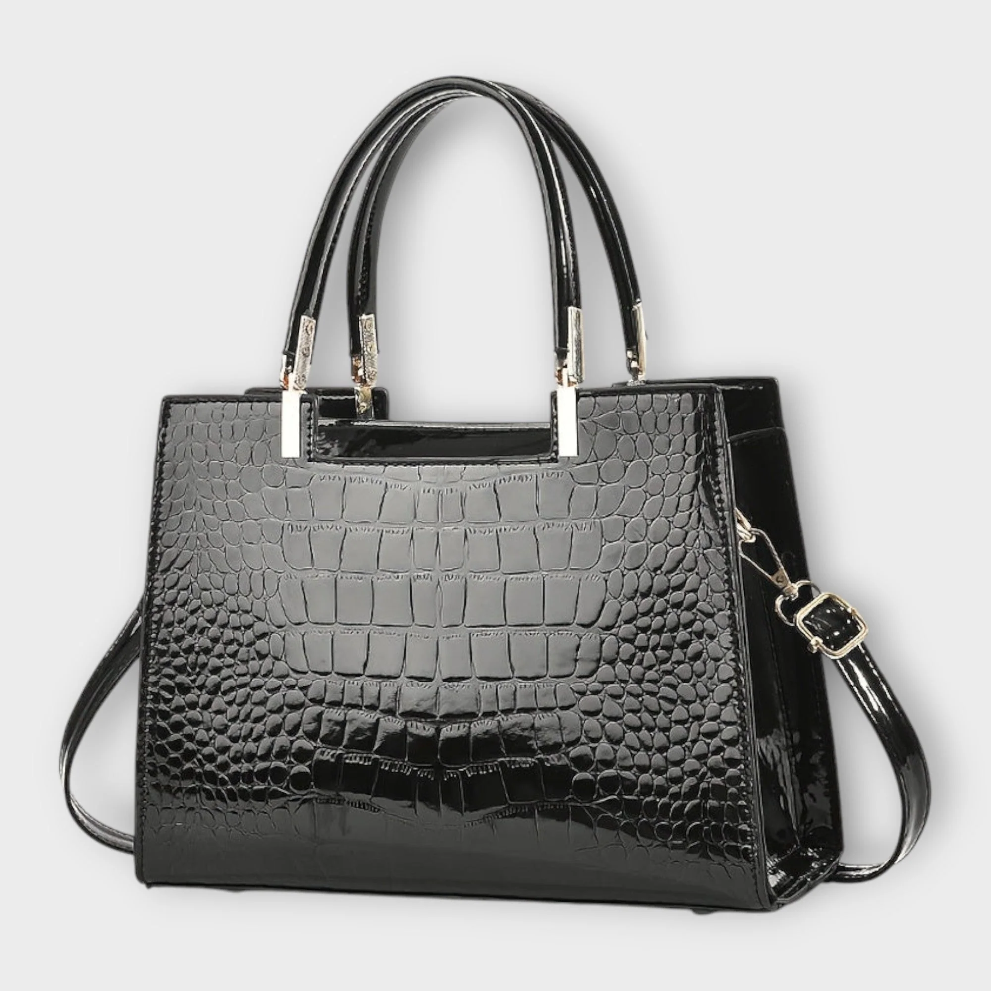 Olivia - Glossy Crocodile Pattern Handbag - Image 2