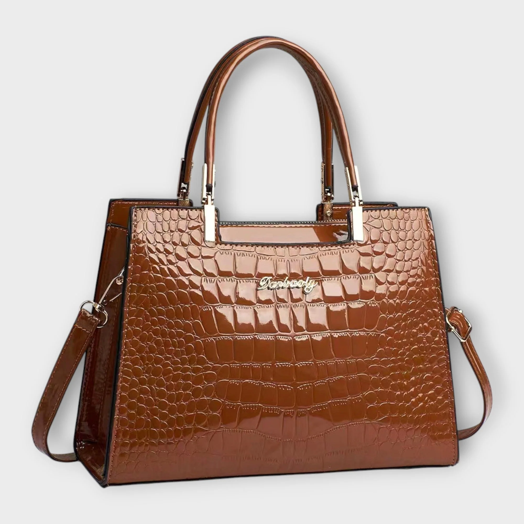 Olivia - Glossy Crocodile Pattern Handbag - Image 5