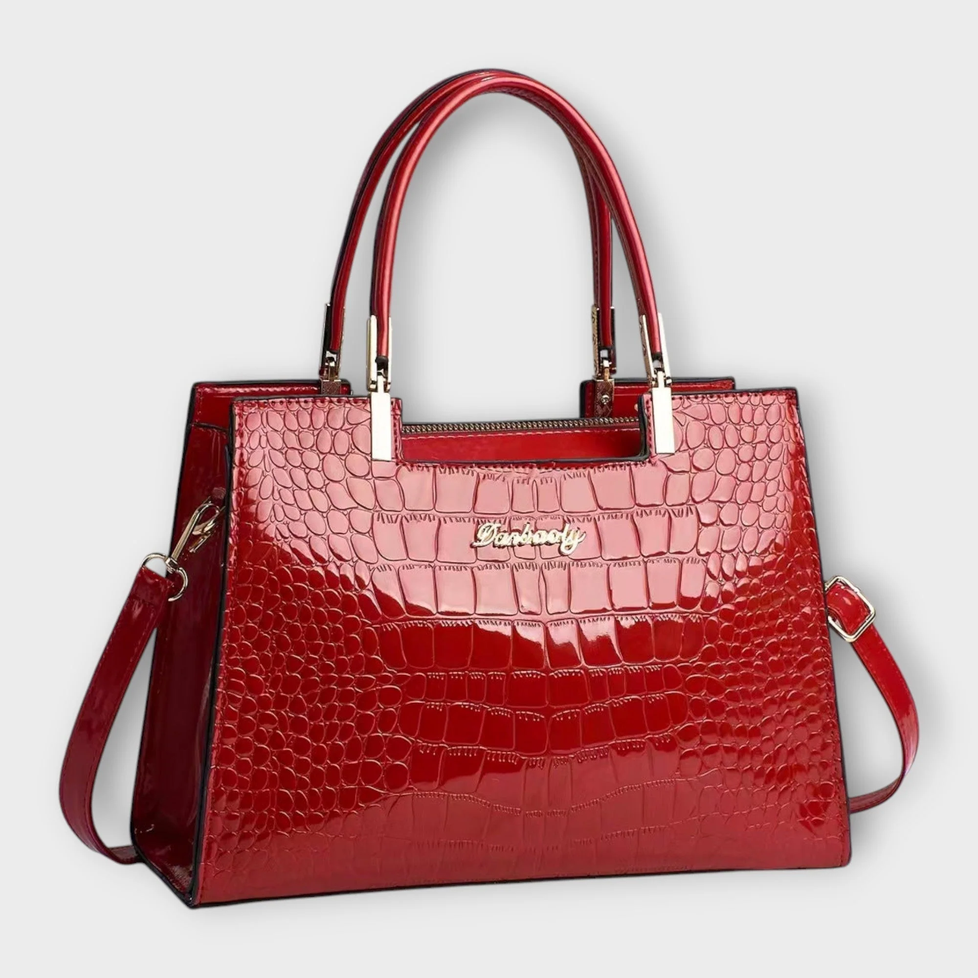 Olivia - Glossy Crocodile Pattern Handbag - Image 6