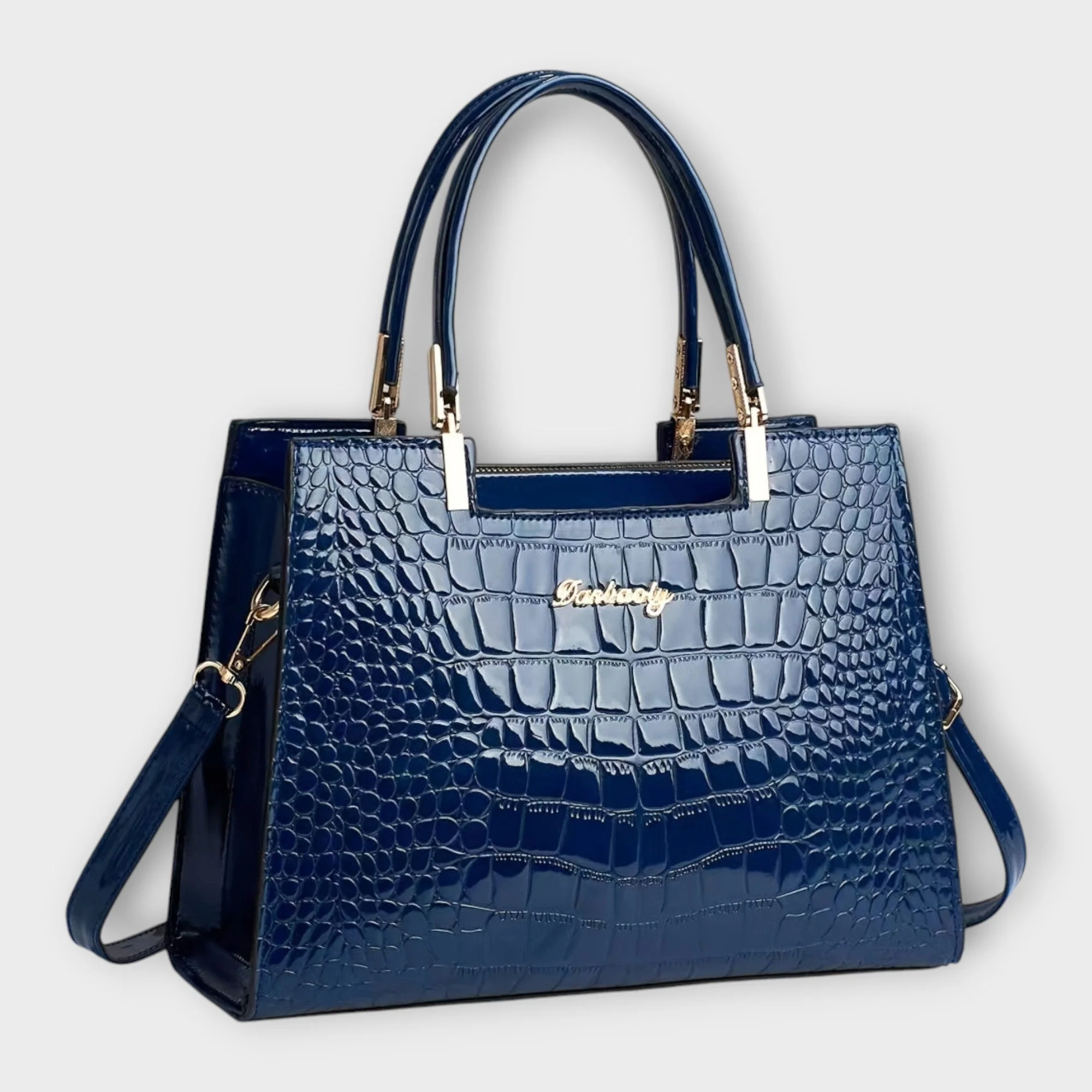Olivia - Glossy Crocodile Pattern Handbag - Image 7