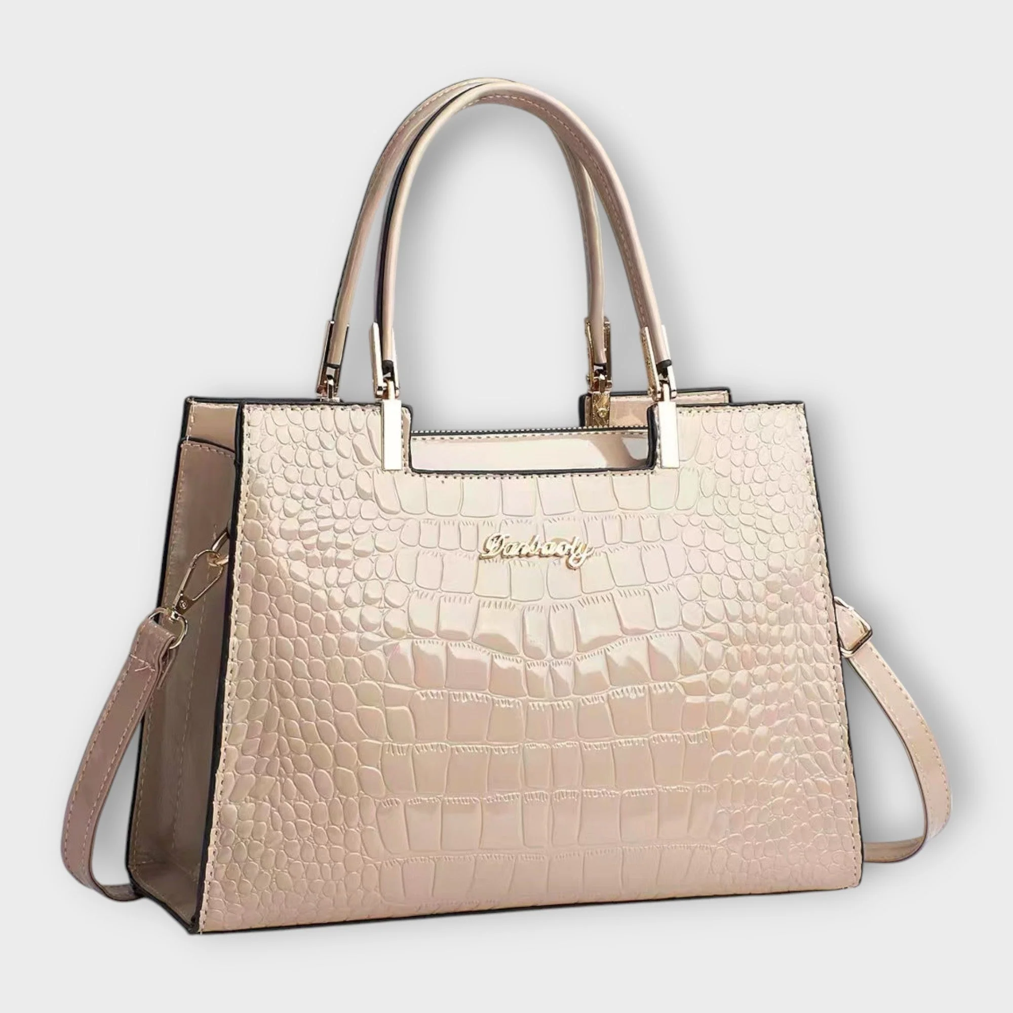 Olivia - Glossy Crocodile Pattern Handbag - Image 8