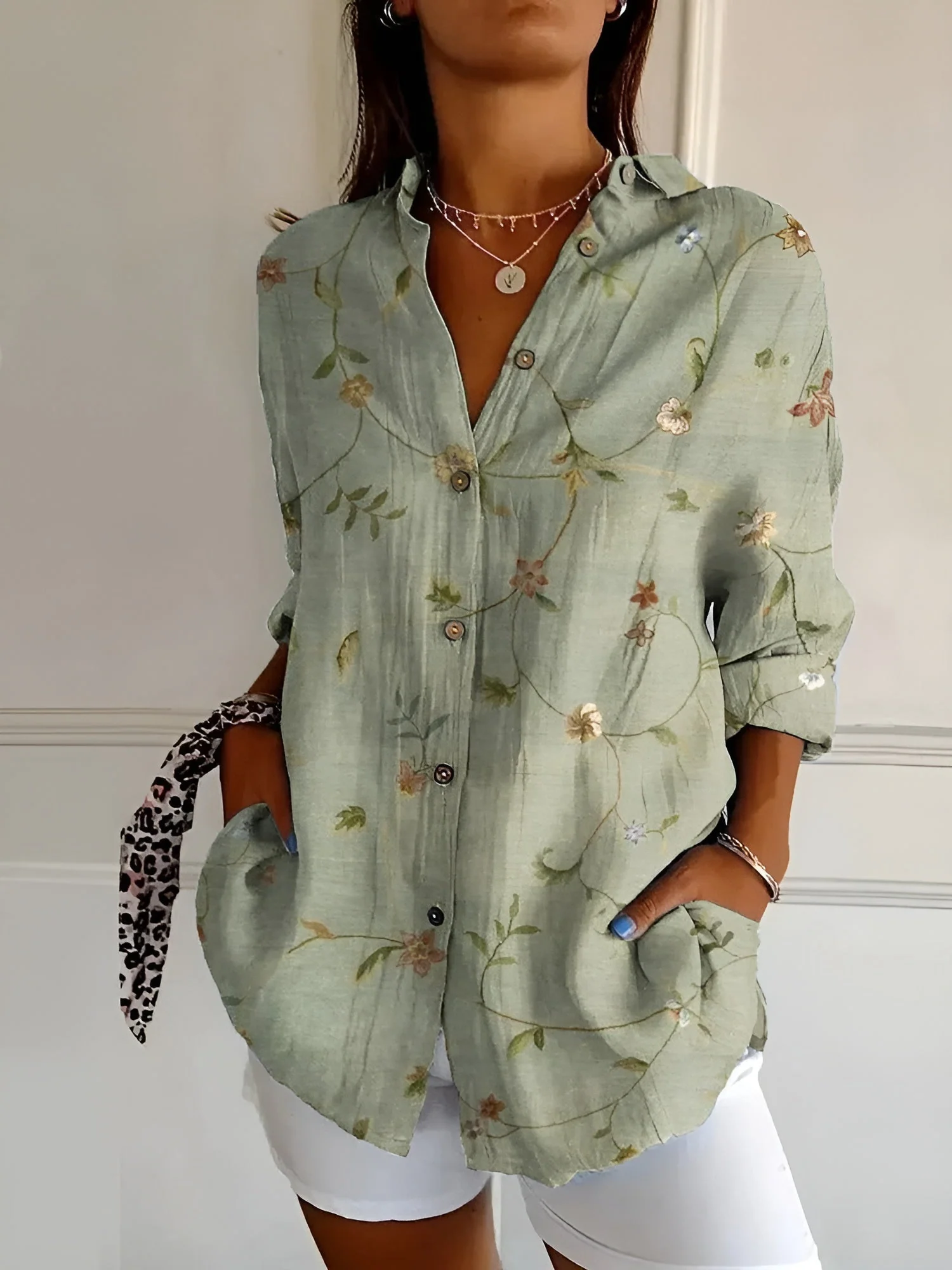 Roseline - Printed Button-Up Shirt - Image 2