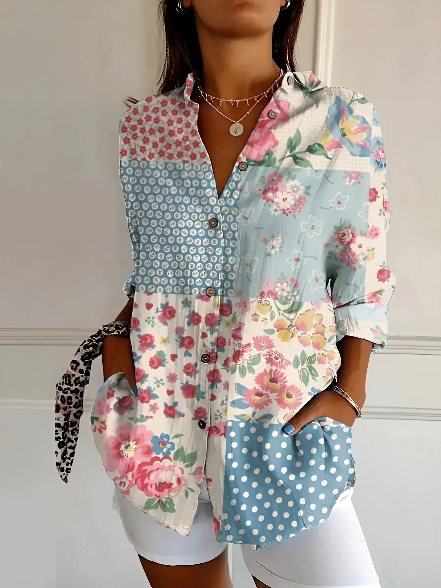 Roseline - Printed Button-Up Shirt - Image 3