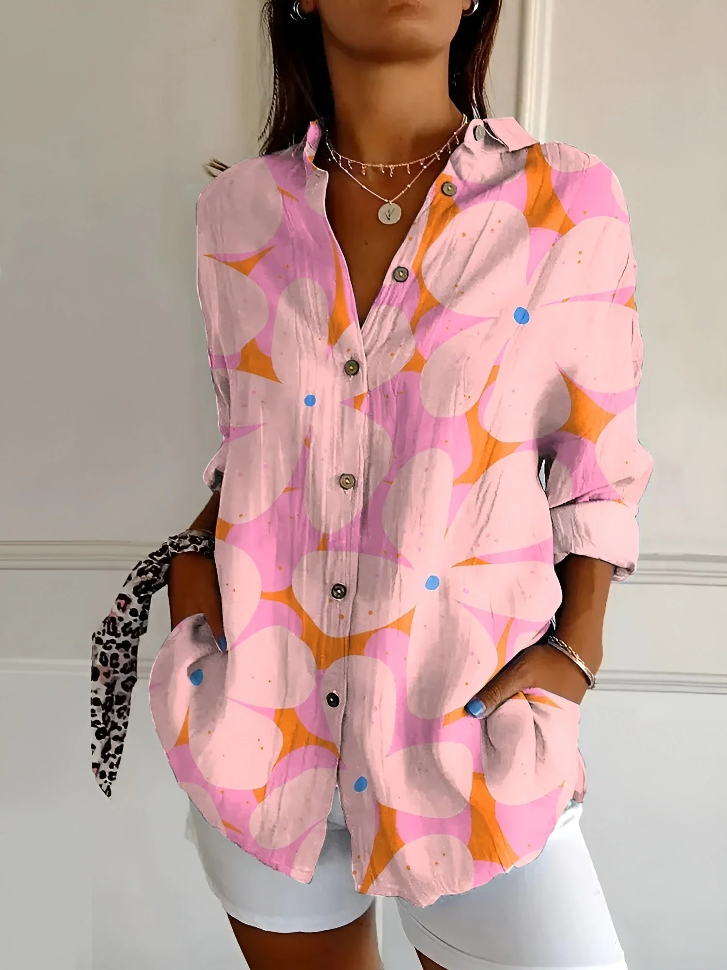Roseline - Printed Button-Up Shirt - Image 4