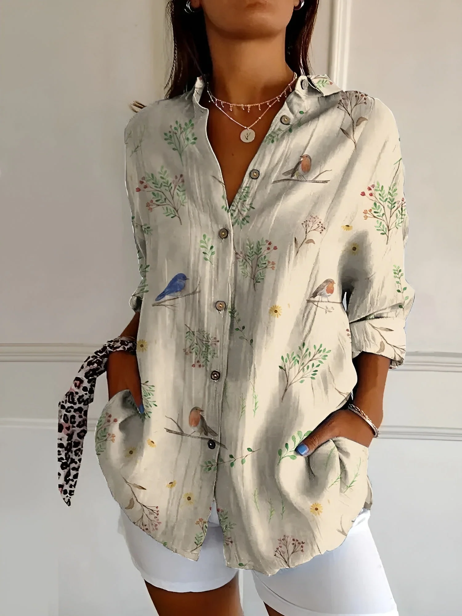 Roseline - Printed Button-Up Shirt - Image 6