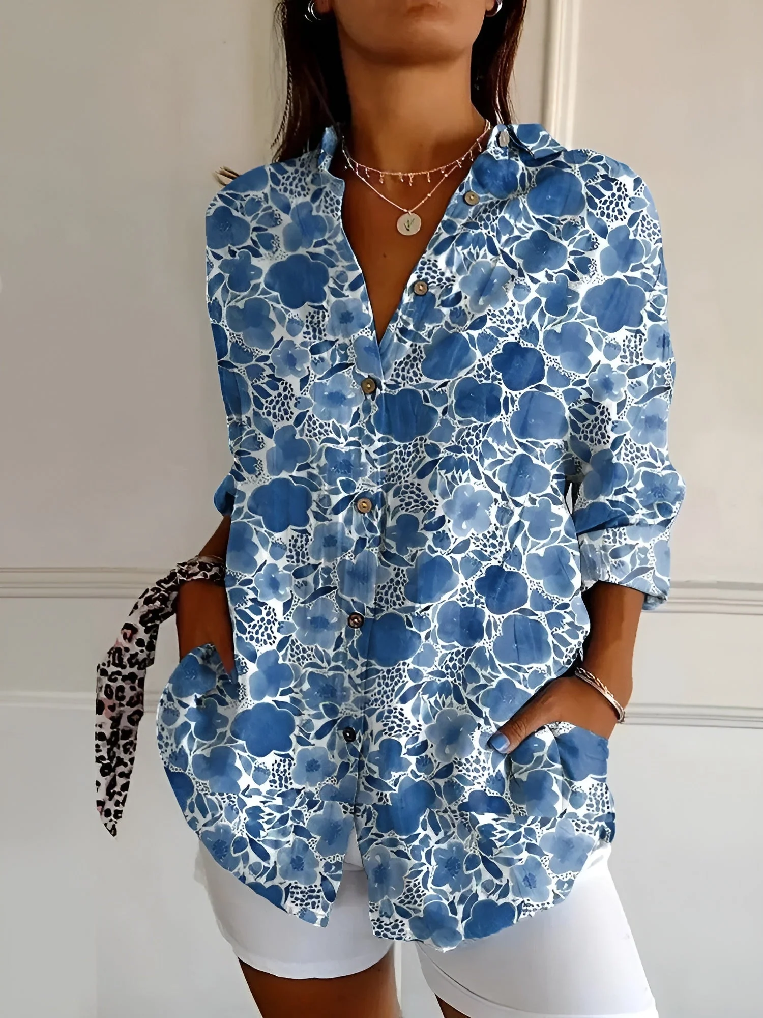 Roseline - Printed Button-Up Shirt - Image 7