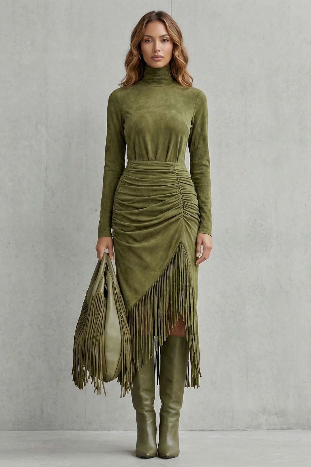 Soléna – Ruched fringe detail – Midi dress - Image 2