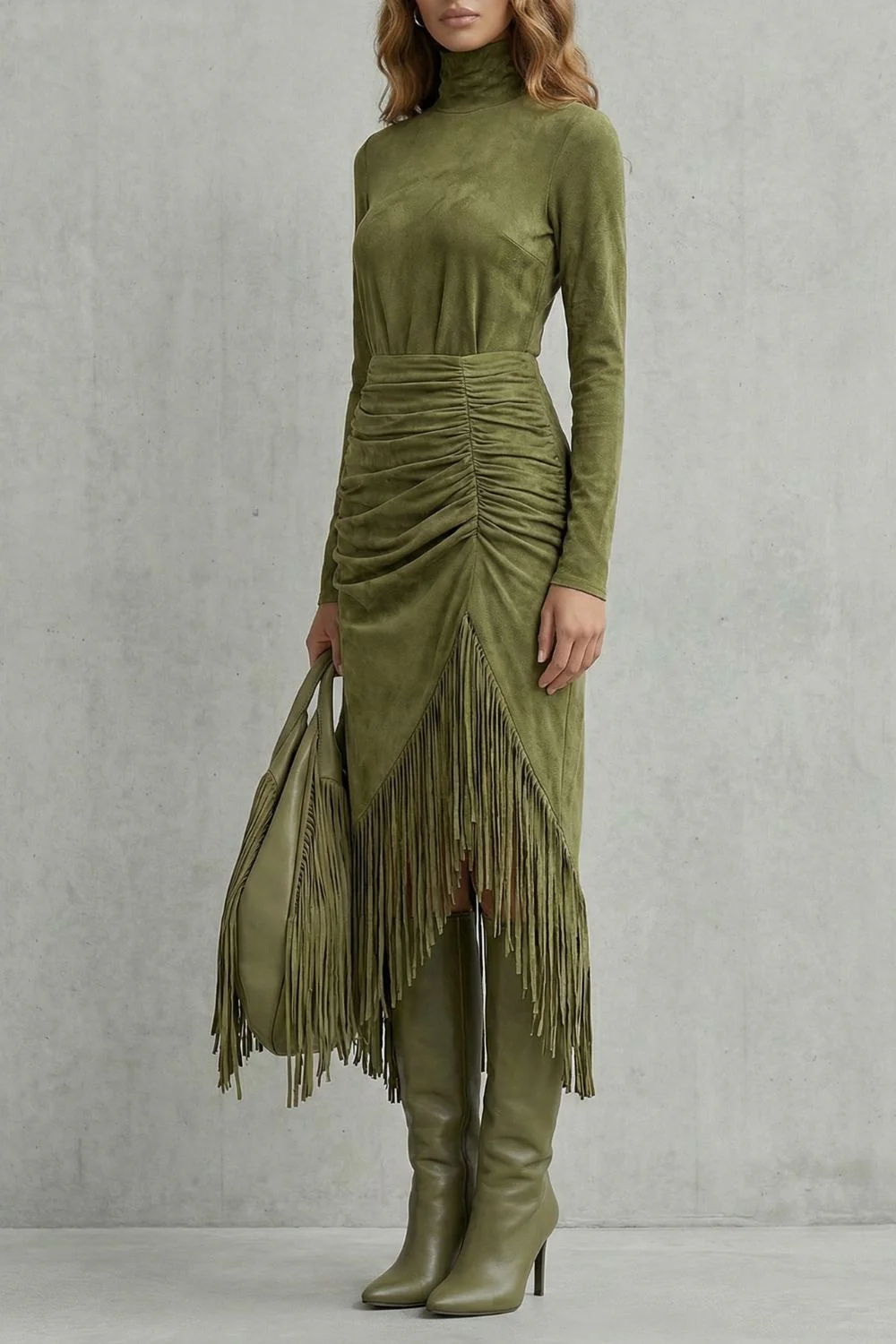 Soléna – Ruched fringe detail – Midi dress - Image 4