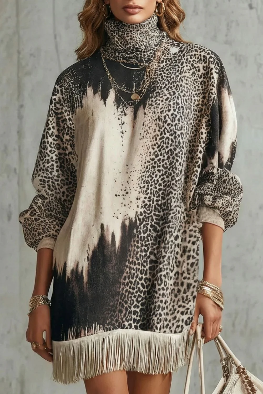 Solenne – Fringed hemline – Leopard mini dress