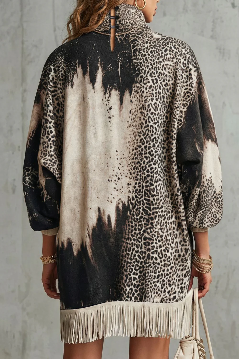Solenne – Fringed hemline – Leopard mini dress - Image 3