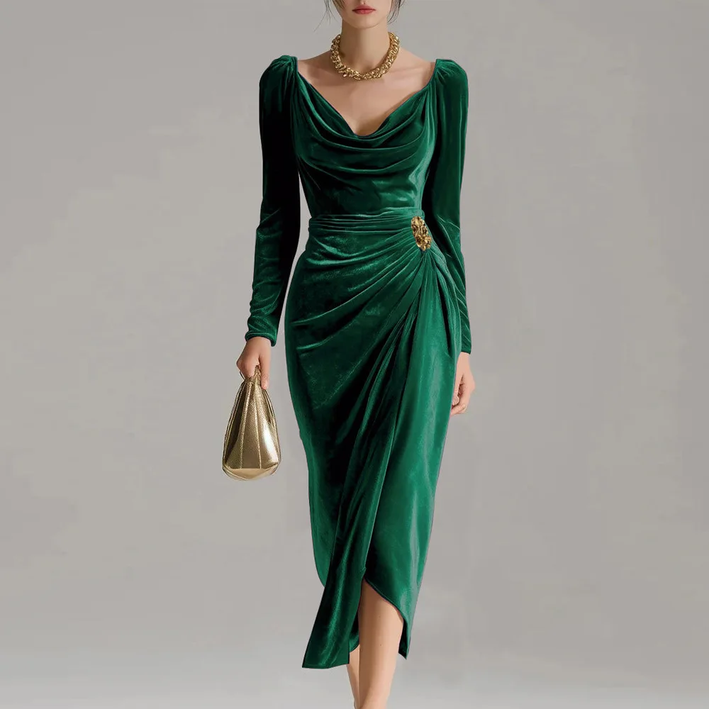 Sylvana | Elegant Velvet Midi Dress (Bestseller) - Image 3