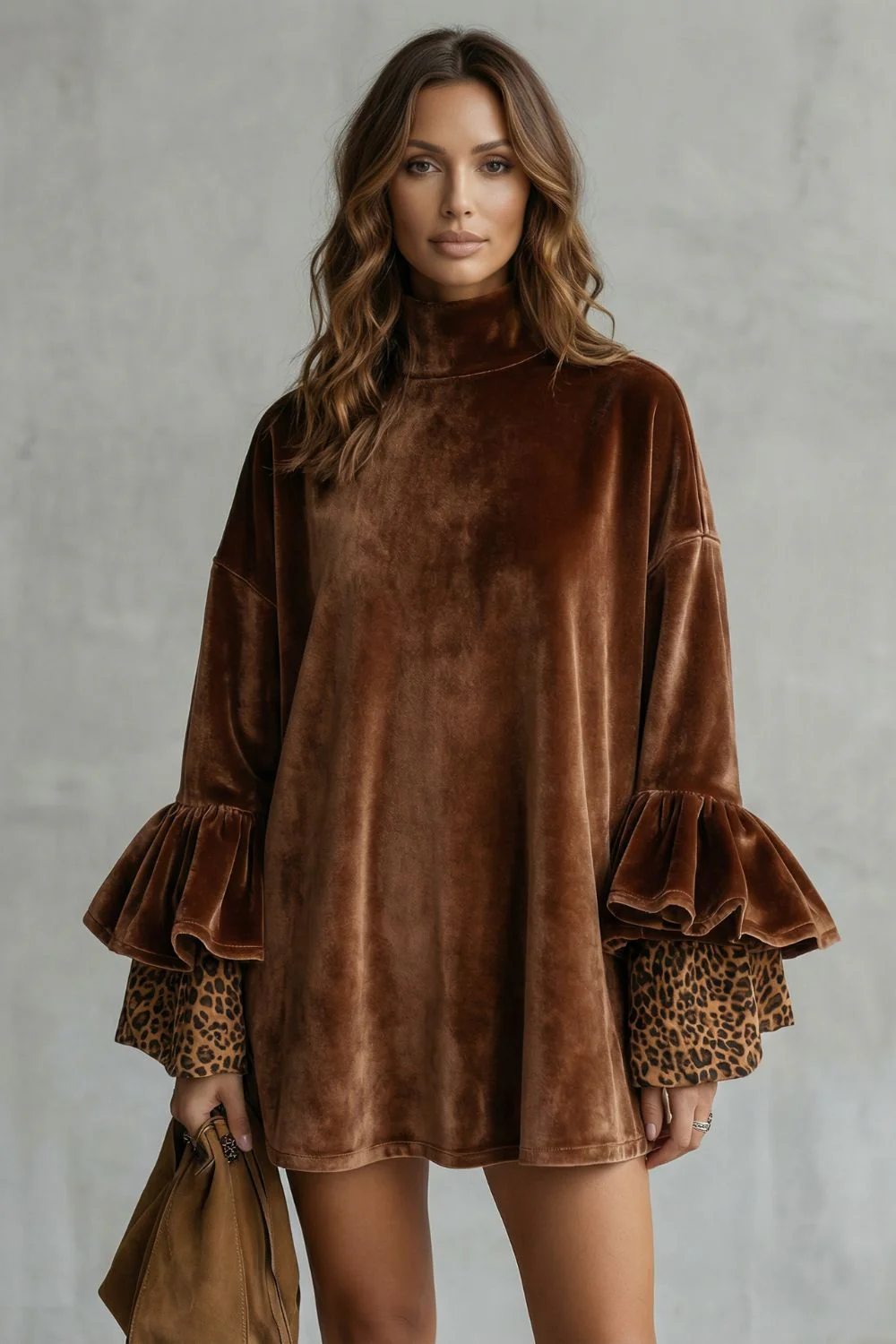 Velanique – Tiered sleeve detail – Velvet mini dress - Image 2