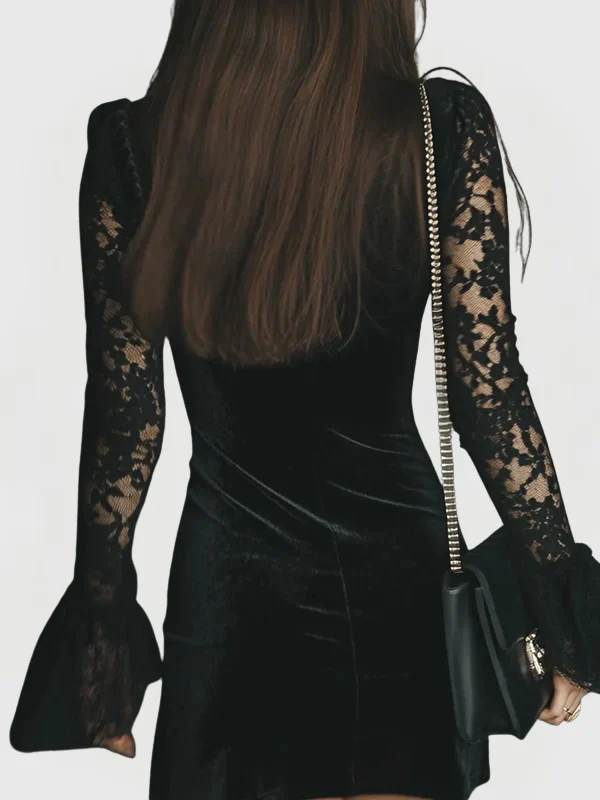 Vera | Lace Long-Sleeve Mini Dress - Image 5