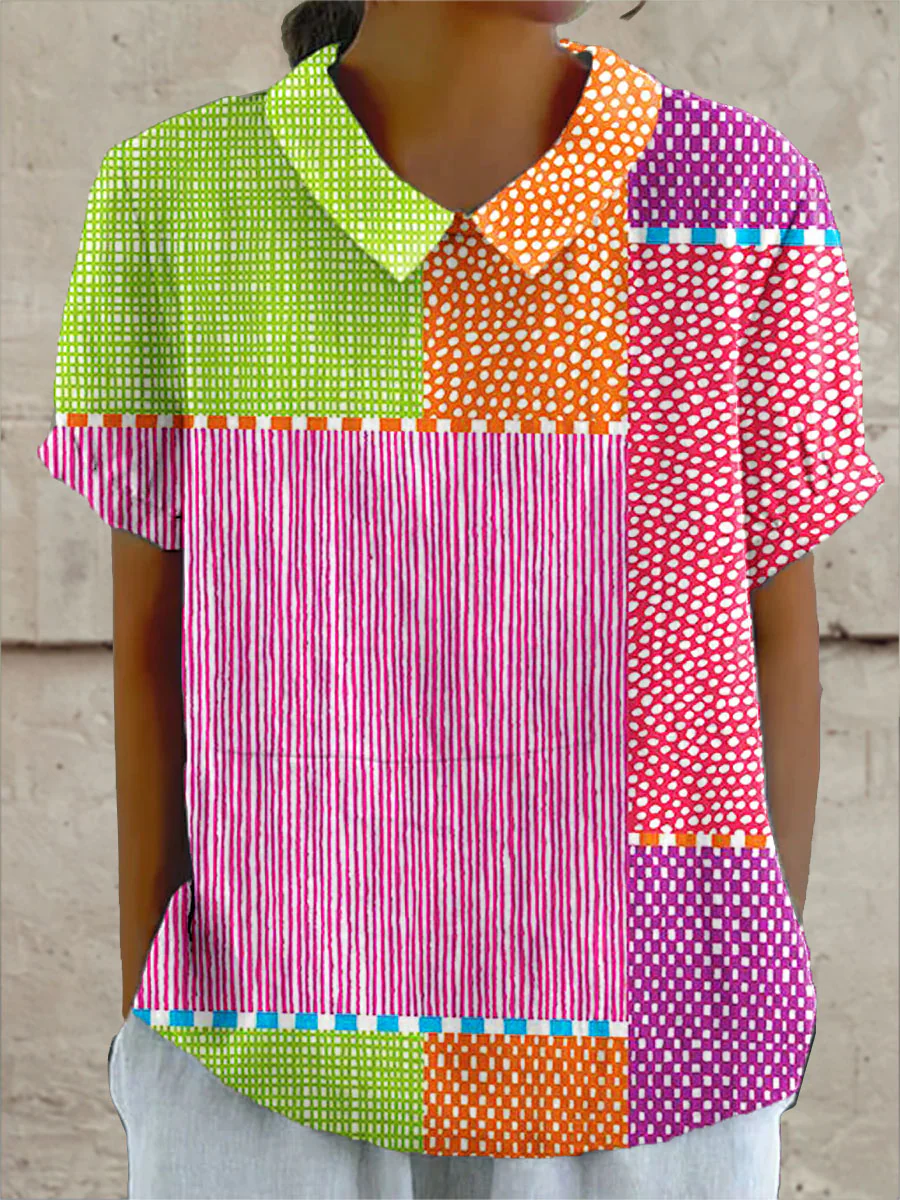 Zoe | Artistic Patchwork Collar Blouse